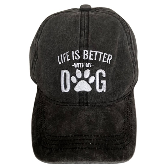 David and Young Accessories - LIFE IS BETTER WITH MY DOG hat|distressed black/grey |dog coin purse gift